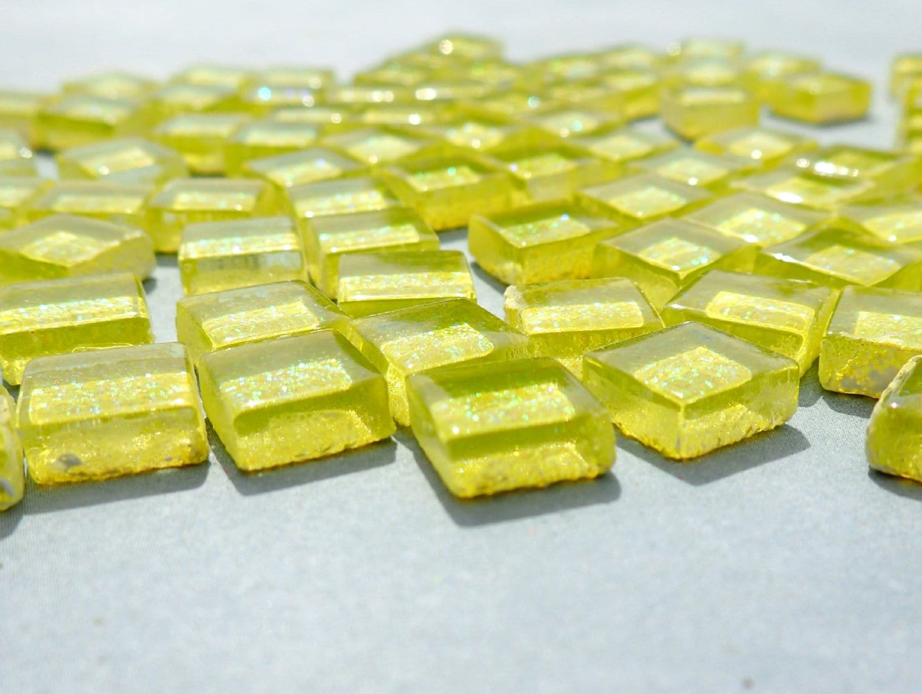 Yellow Tiny Glitter Tiles - 1 cm - 100g - Over 100 Metallic Tiny Glass Tiles