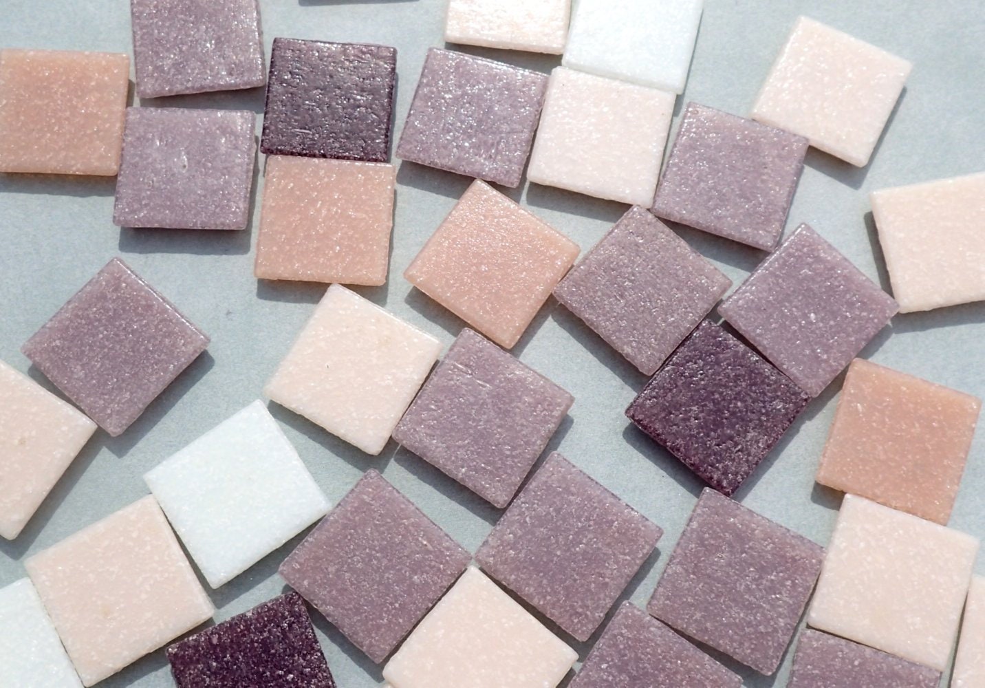 Pink and Purple Mix Glass Mosaic Tiles Squares - 20mm - Half Pound of Vitreous Glass Tiles
