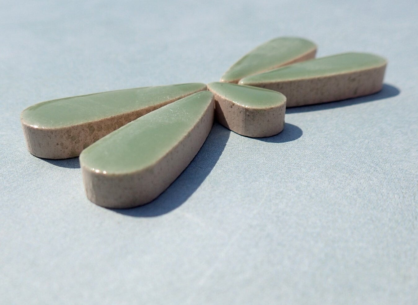 Jade Green Teardrop Mosaic Tiles - 50g Ceramic Petals in Mix of 2 Sizes 1/2" and 3/5"