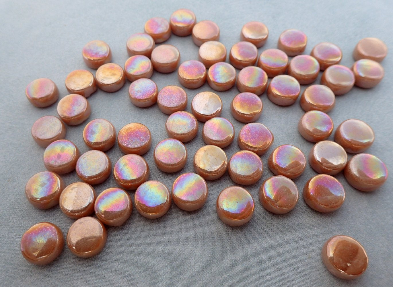 Light Brown Sugar Iridescent MINI Glass Drops Mosaic Tiles - 50 grams - Over 100 Tiles