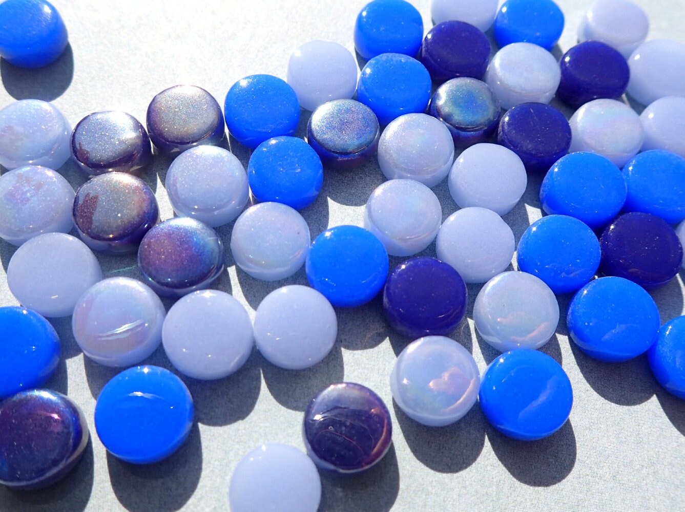 Blue Mix MINI Glass Drops Mosaic Tiles - 50 grams Darling Dotz - Over 100 Tiles