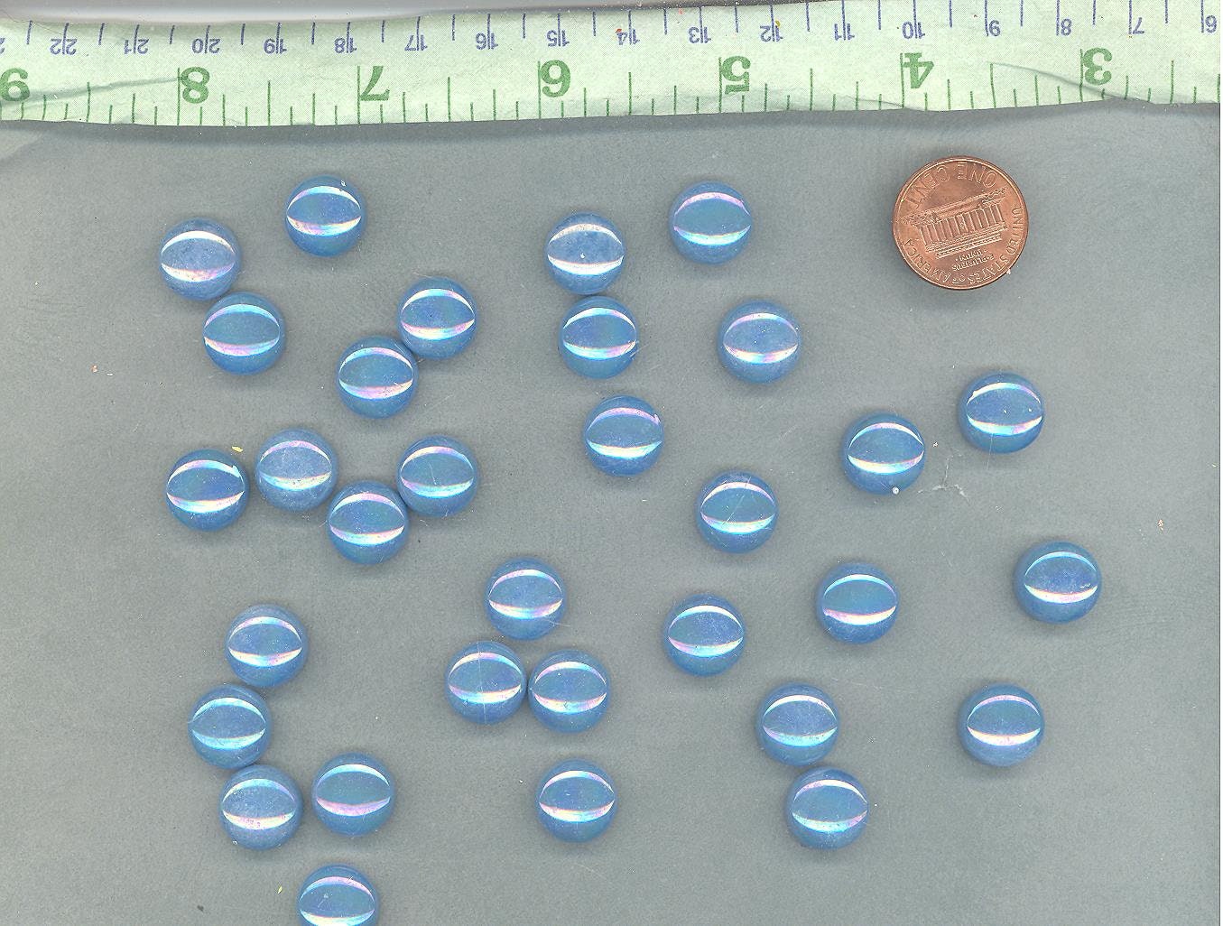 Sky Blue Iridescent Glass 12mm Drops Mosaic Tiles - 100 grams Glass Gems - Over 60 Tiles