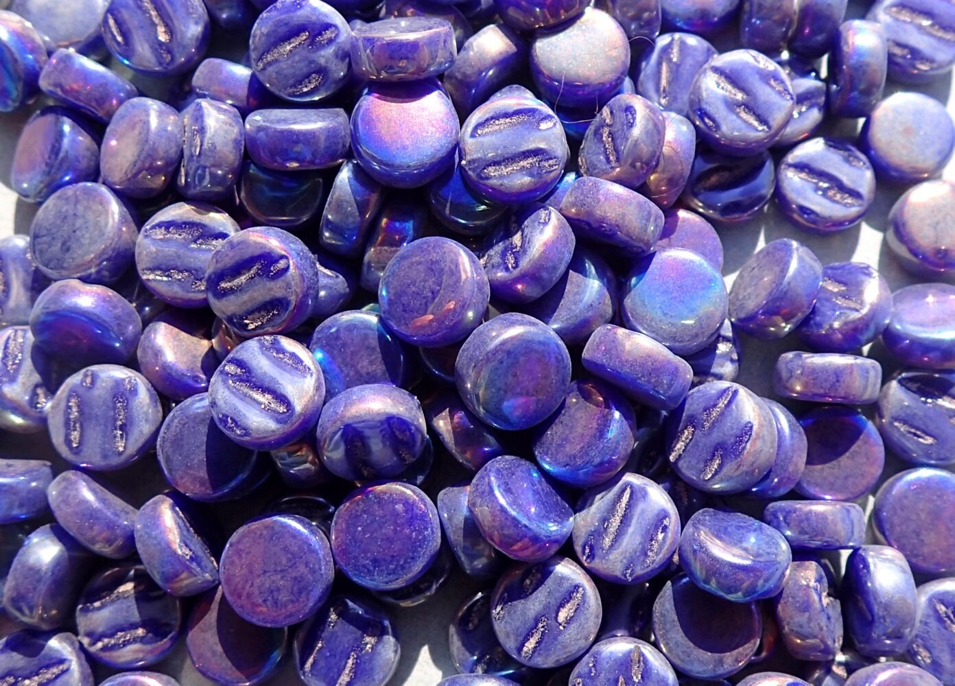 Dark Royal Blue Iridescent MINI Glass Drops Mosaic Tiles - 50 grams