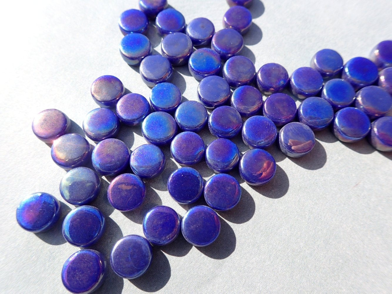 Dark Royal Blue Iridescent MINI Glass Drops Mosaic Tiles - 50 grams