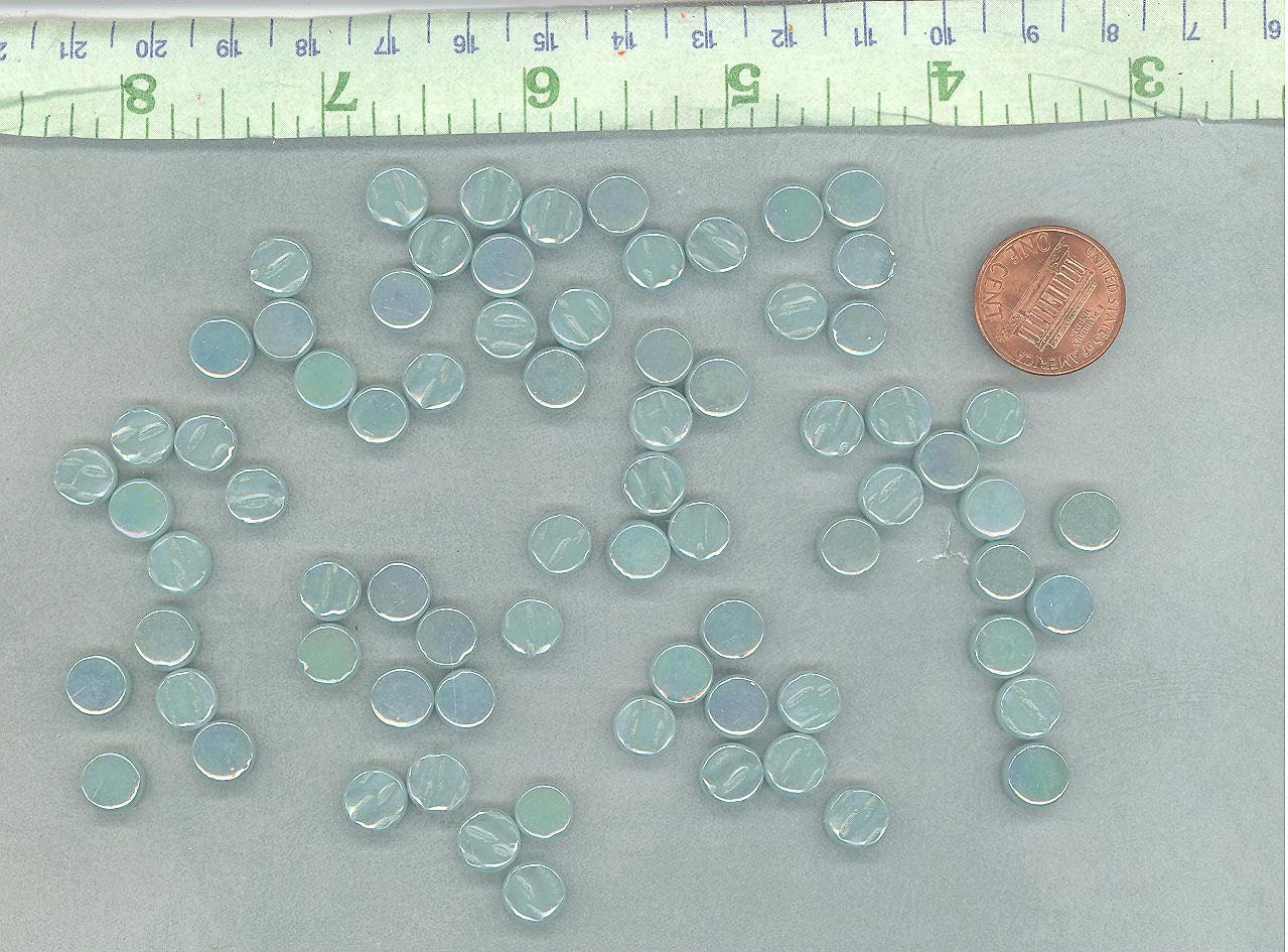 Pale Teal Iridescent MINI 8mm Glass Drops Mosaic Tiles - 50 grams