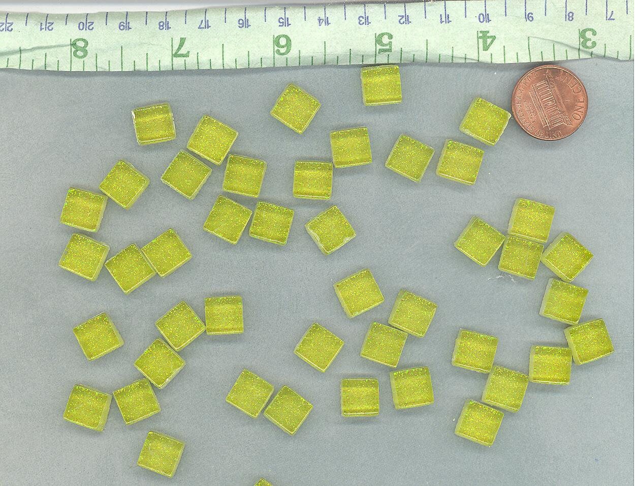 Yellow Tiny Glitter Tiles - 1 cm - 100g - Over 100 Metallic Tiny Glass Tiles