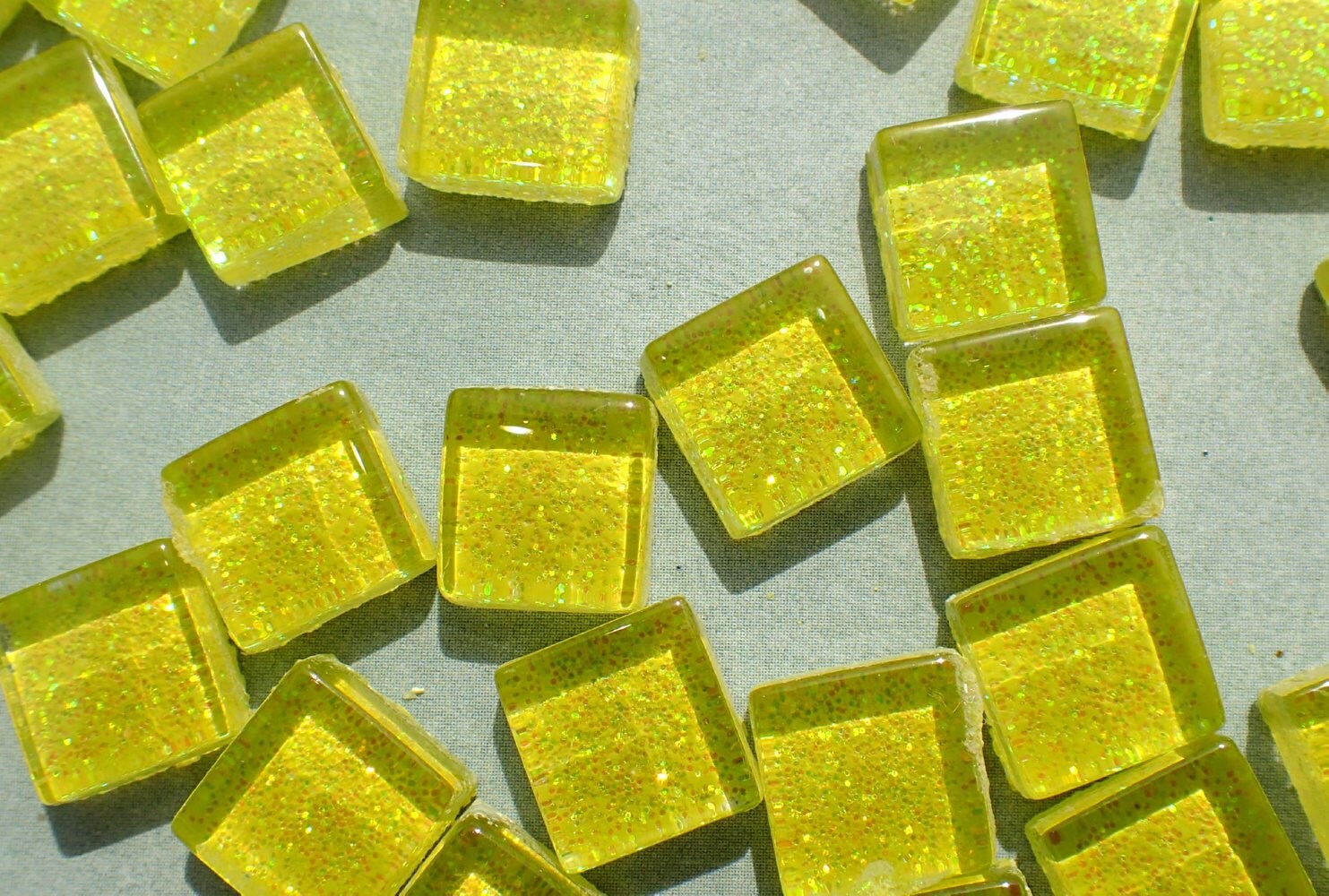 Yellow Tiny Glitter Tiles - 1 cm - 100g - Over 100 Metallic Tiny Glass Tiles