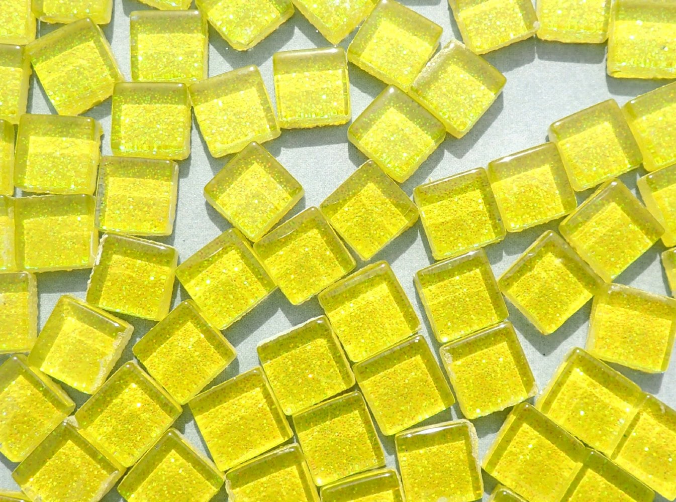 Yellow Tiny Glitter Tiles - 1 cm - 100g - Over 100 Metallic Tiny Glass Tiles