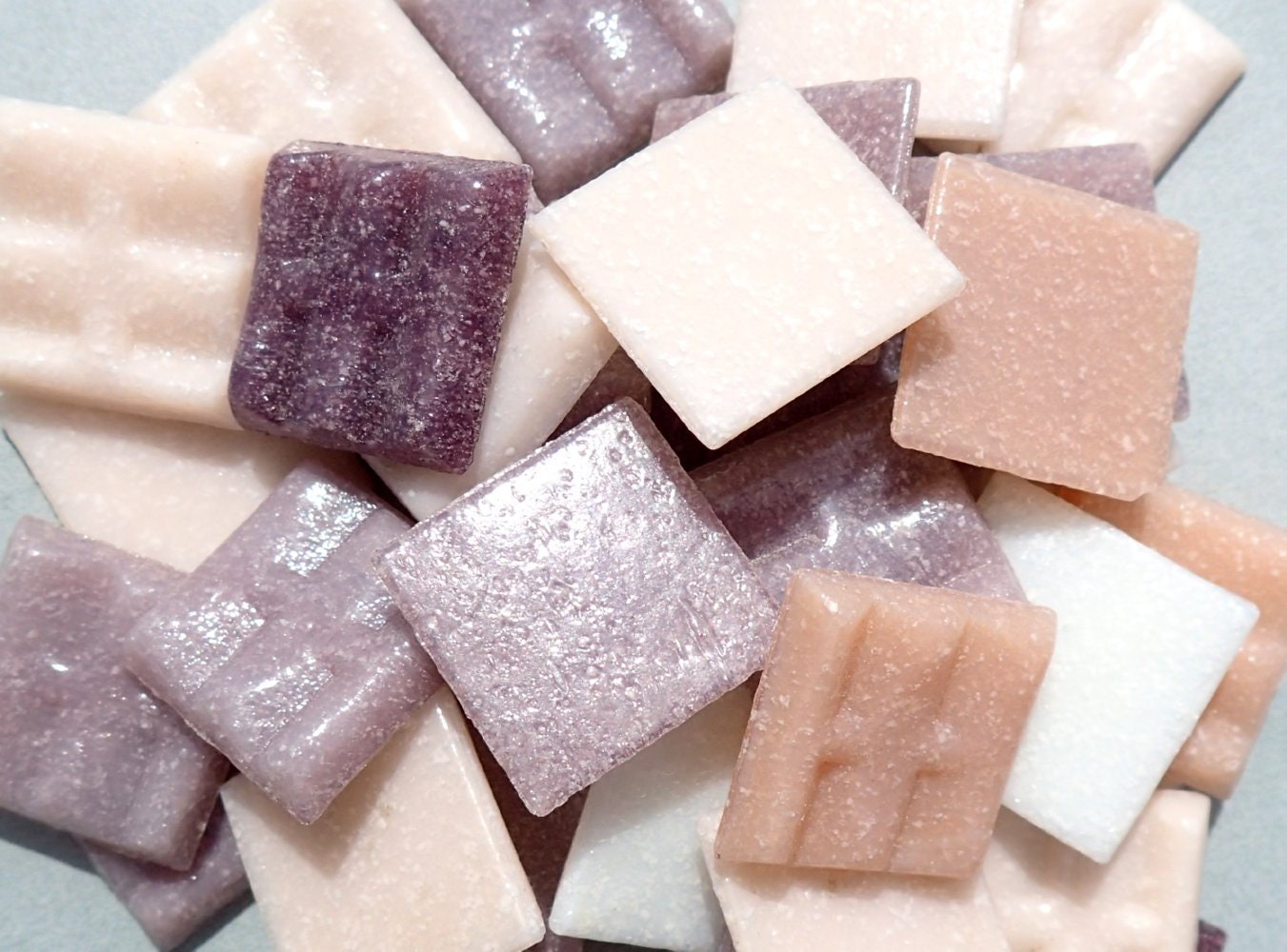 Pink and Purple Mix Glass Mosaic Tiles Squares - 20mm - Half Pound of Vitreous Glass Tiles