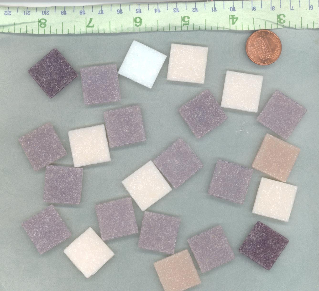 Pink and Purple Mix Glass Mosaic Tiles Squares - 20mm - Half Pound of Vitreous Glass Tiles