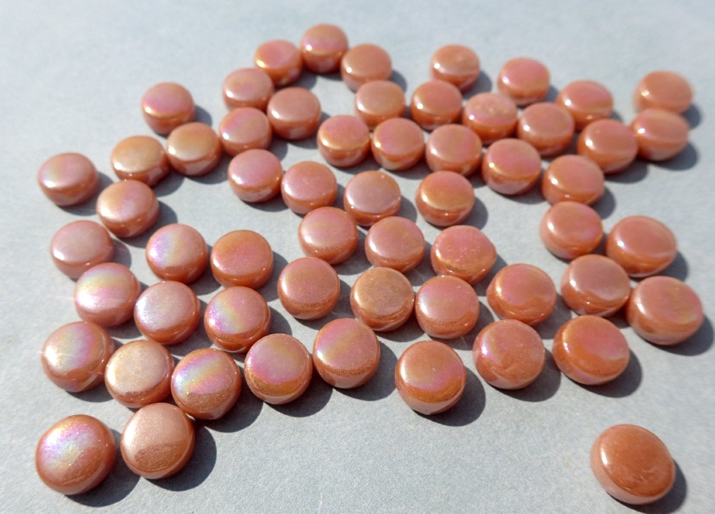 Light Brown Sugar Iridescent MINI Glass Drops Mosaic Tiles - 50 grams - Over 100 Tiles