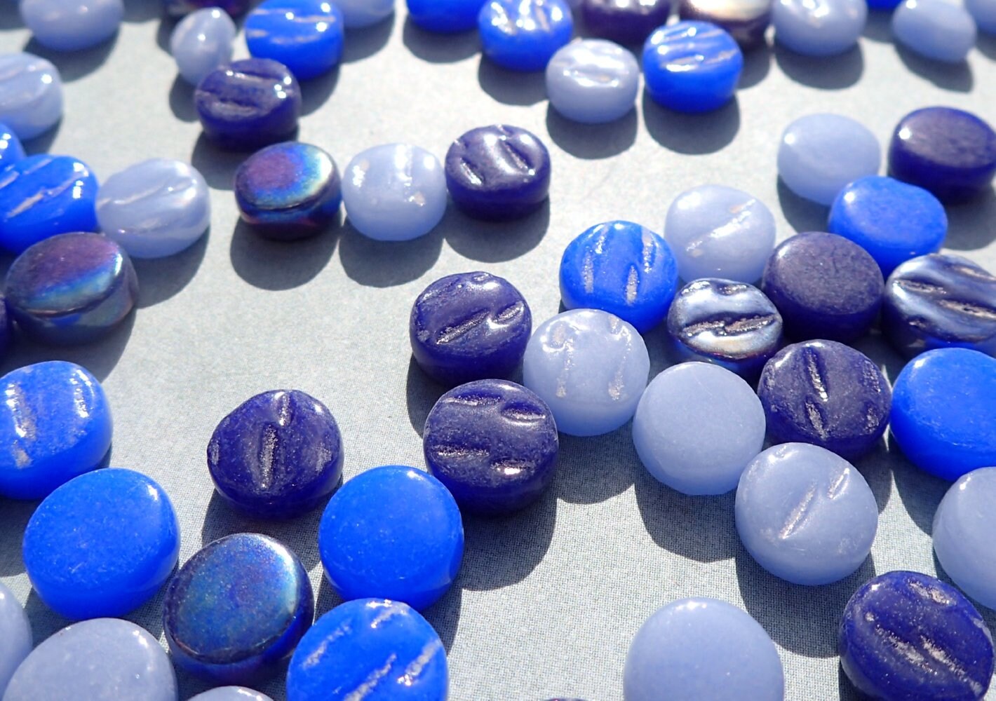 Blue Mix MINI Glass Drops Mosaic Tiles - 50 grams Darling Dotz - Over 100 Tiles