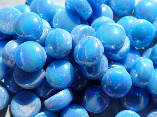 Sky Blue Iridescent Glass 12mm Drops Mosaic Tiles - 100 grams Glass Gems - Over 60 Tiles