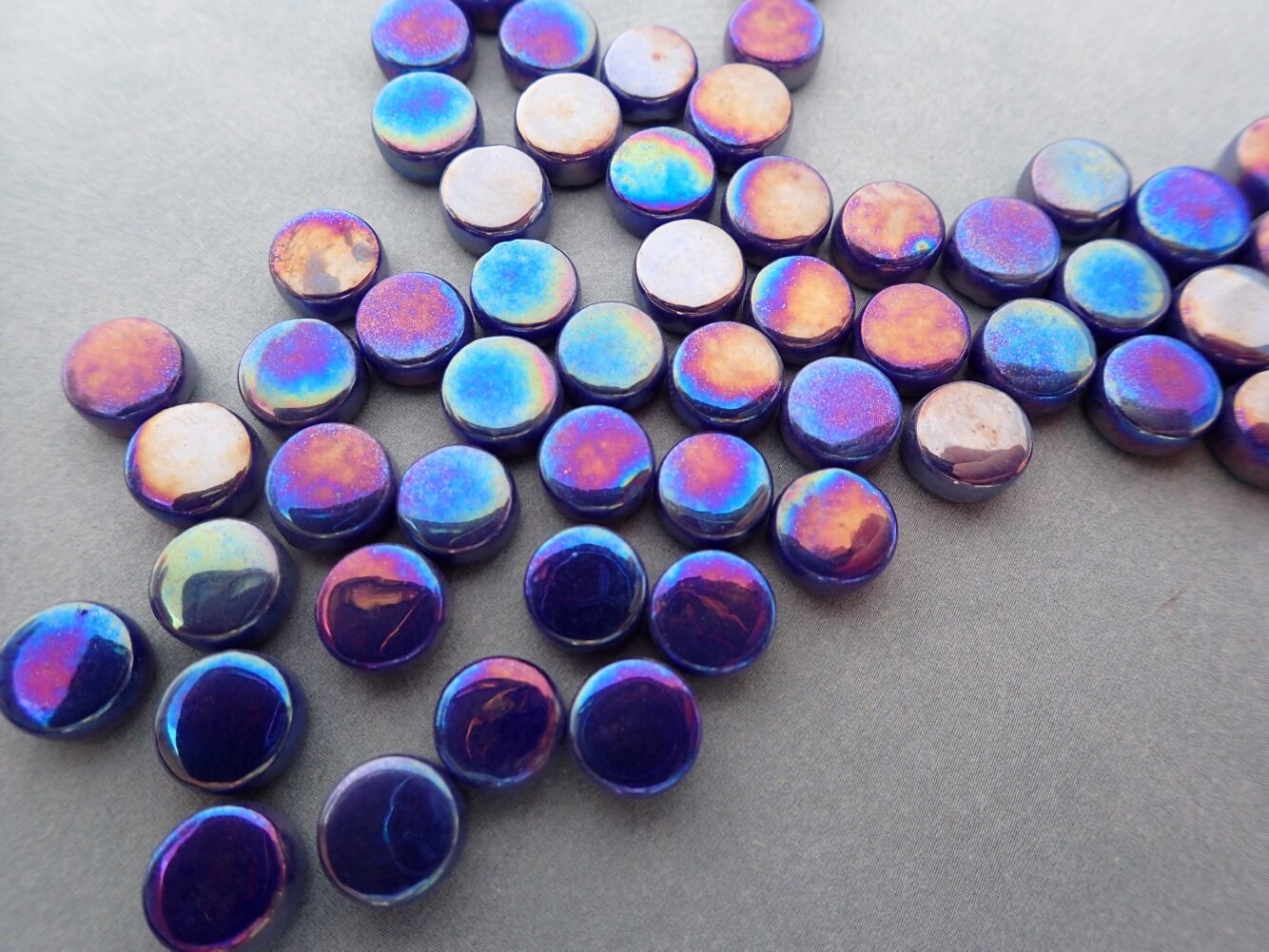 Dark Royal Blue Iridescent MINI Glass Drops Mosaic Tiles - 50 grams