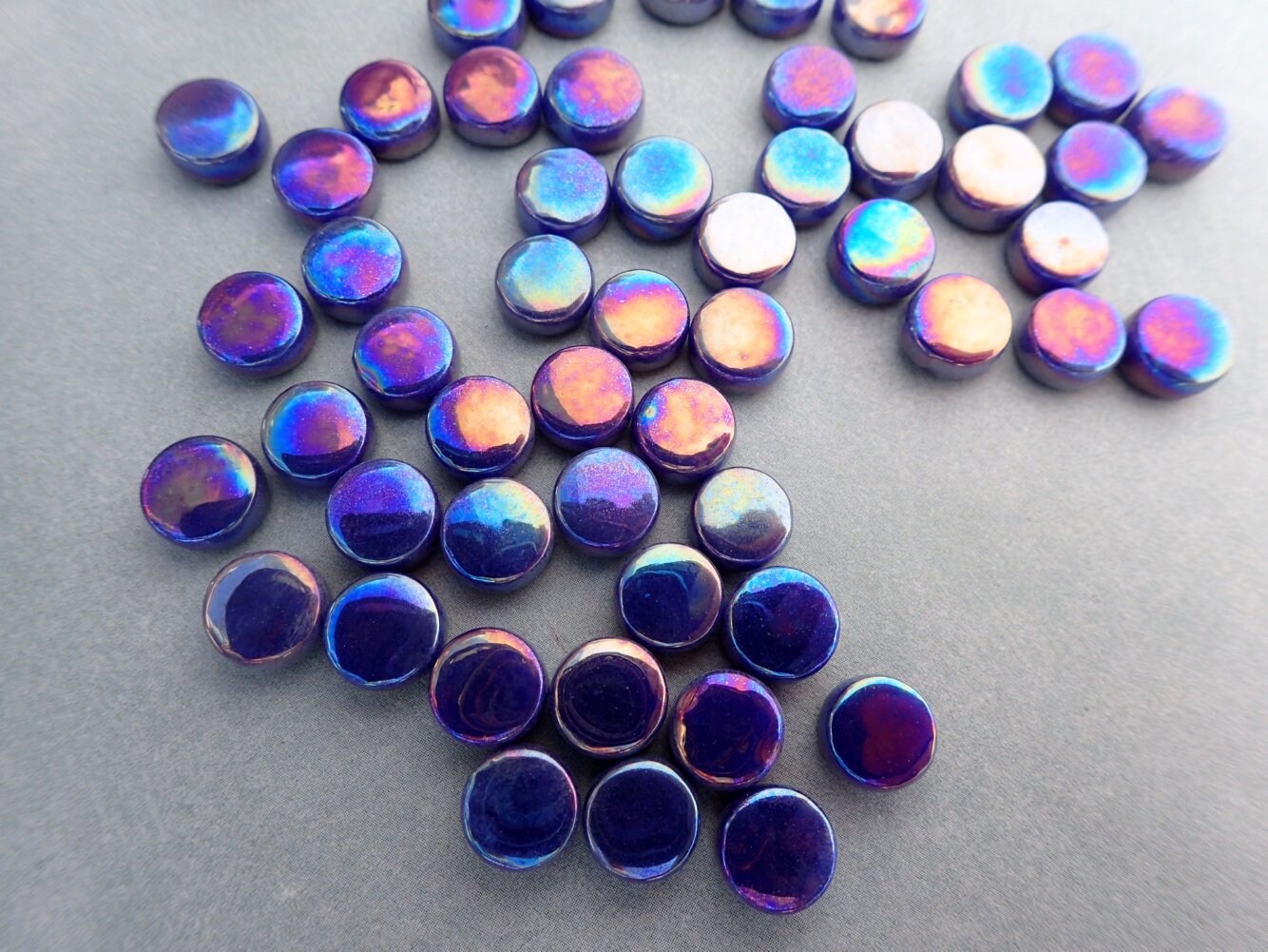 Dark Royal Blue Iridescent MINI Glass Drops Mosaic Tiles - 50 grams