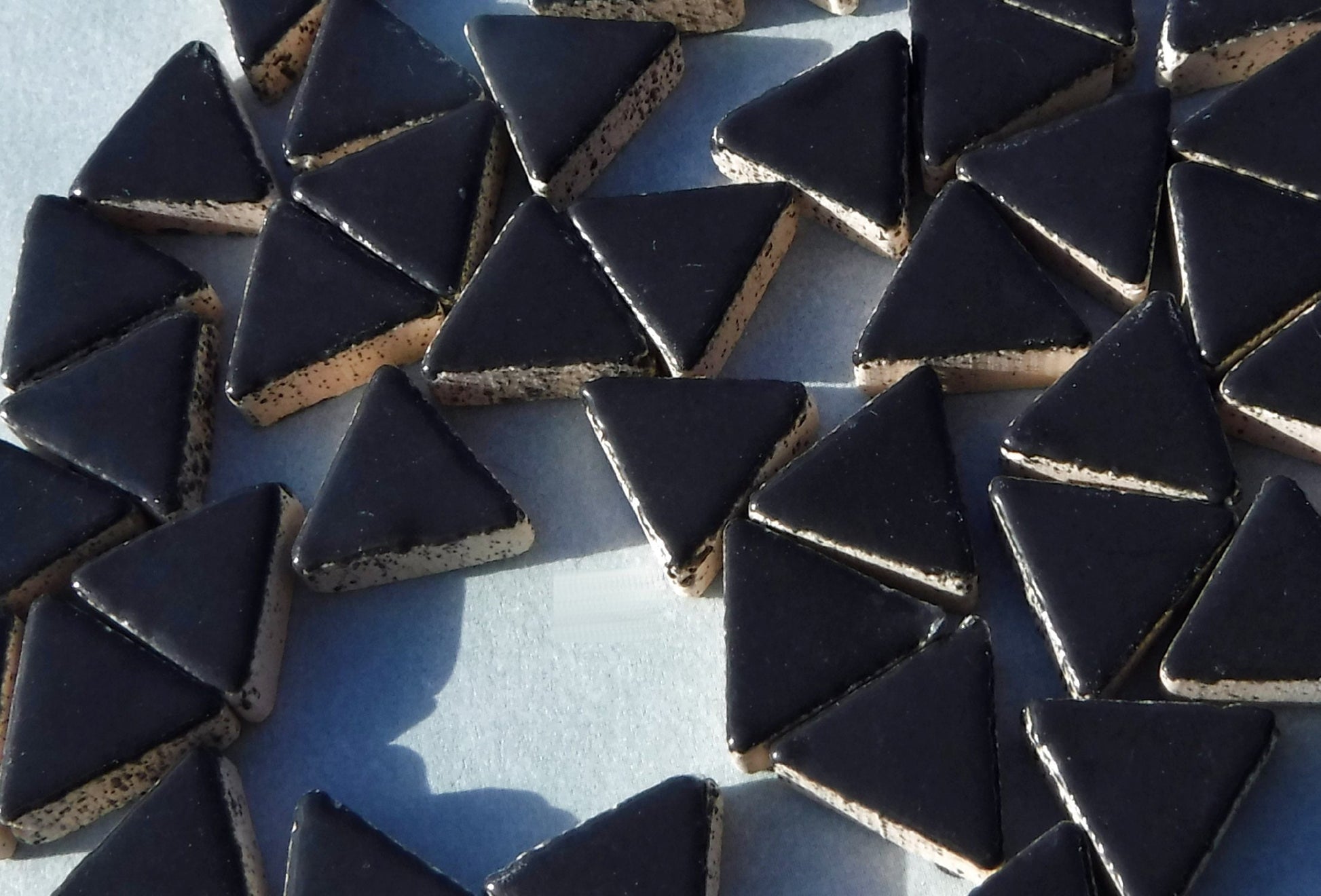 Black Mini Triangles Mosaic Tiles - 50g Ceramic - 15mm