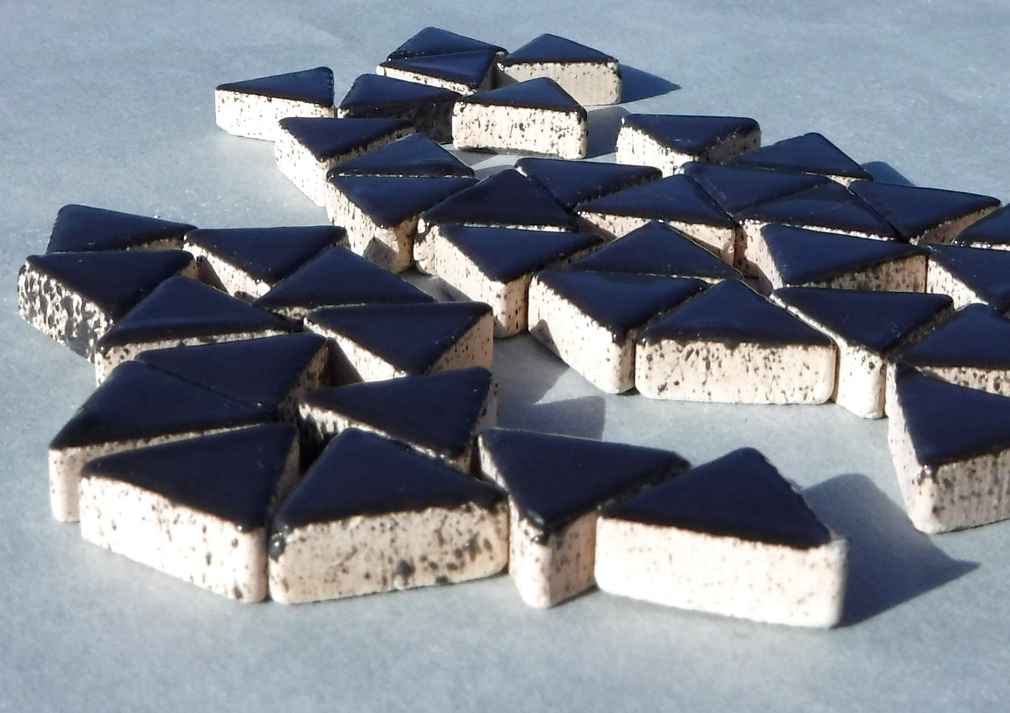 Black Mini Triangles Mosaic Tiles - 50g Ceramic - 15mm