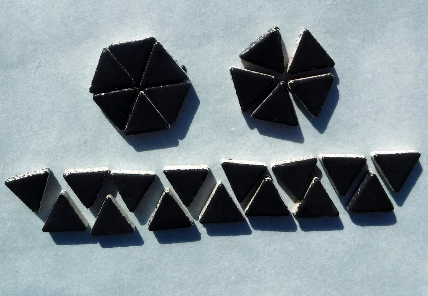 Black Mini Triangles Mosaic Tiles - 50g Ceramic - 15mm