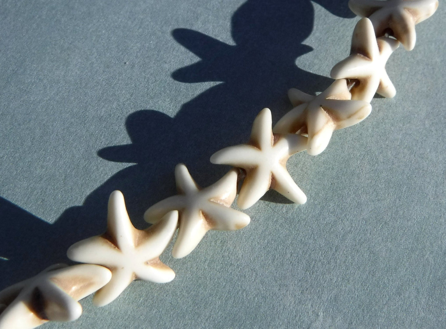 Beige Sea Stars Stone Beads - Strand of Starfish Beads - Use for Mosaics