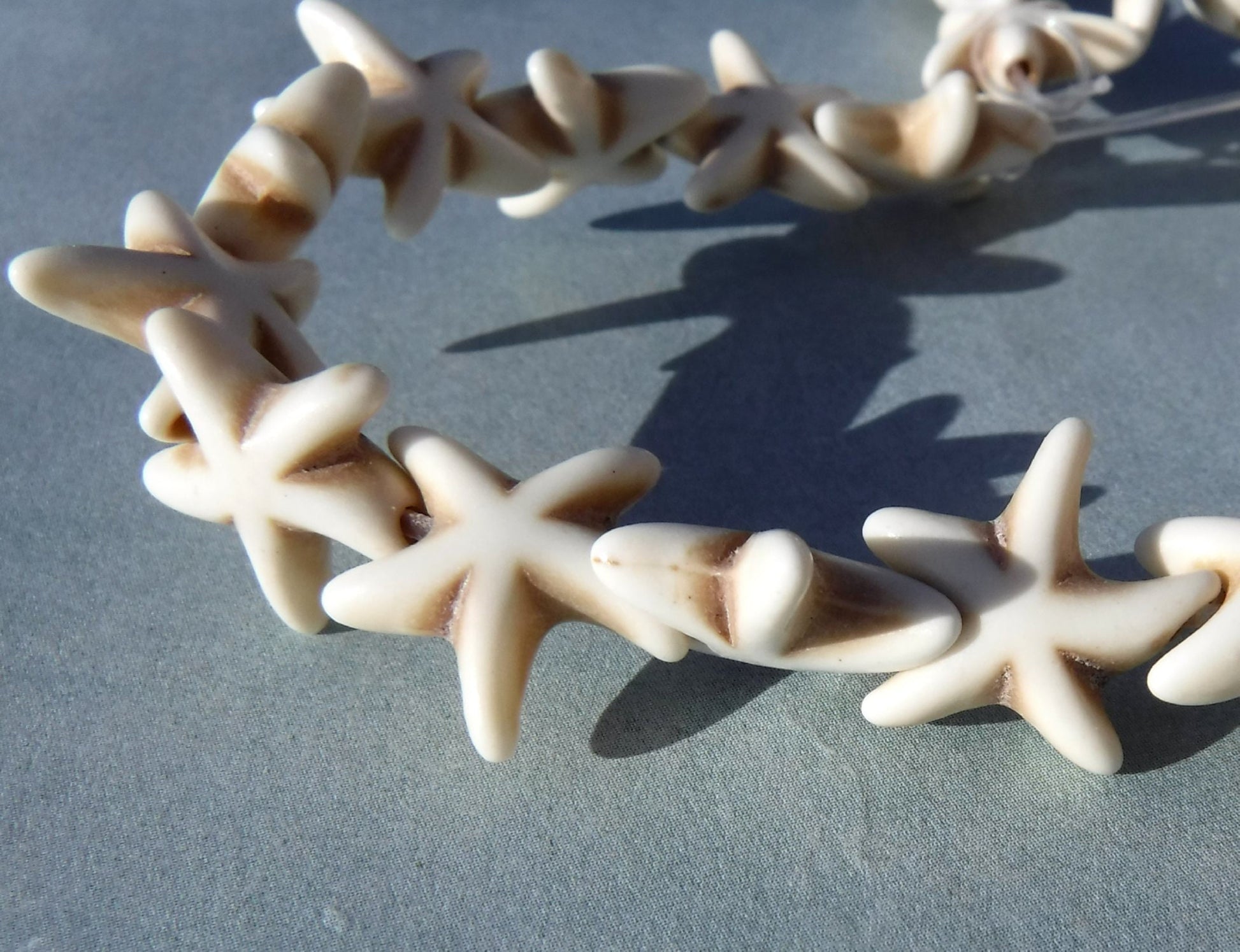 Beige Sea Stars Stone Beads - Strand of Starfish Beads - Use for Mosaics