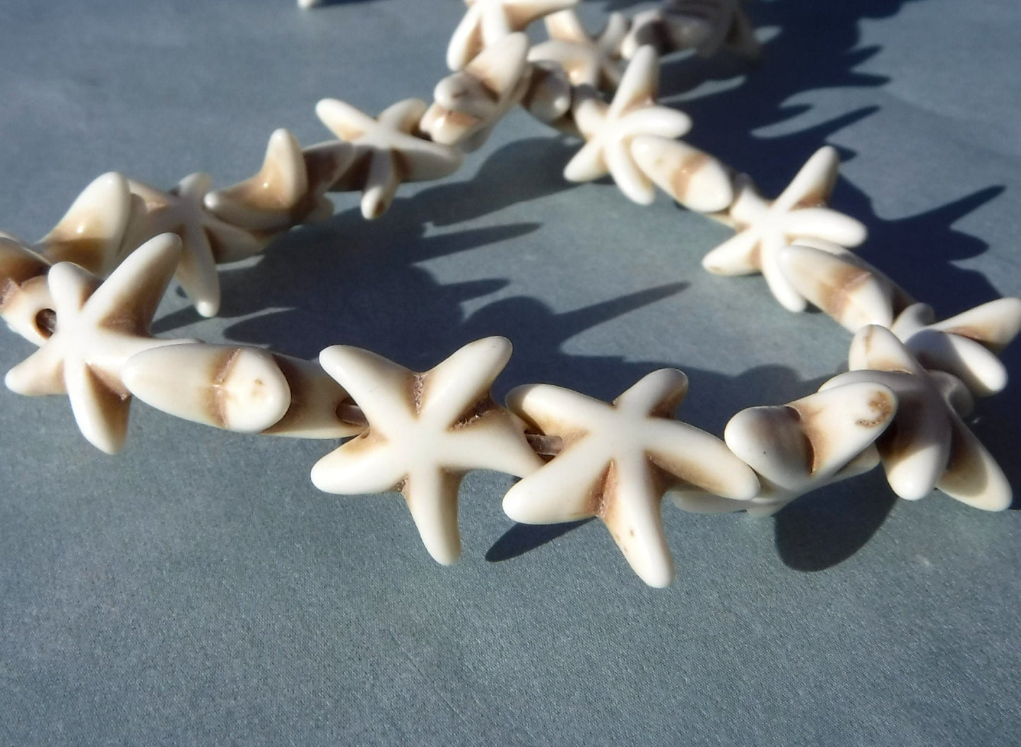 Beige Sea Stars Stone Beads - Strand of Starfish Beads - Use for Mosaics