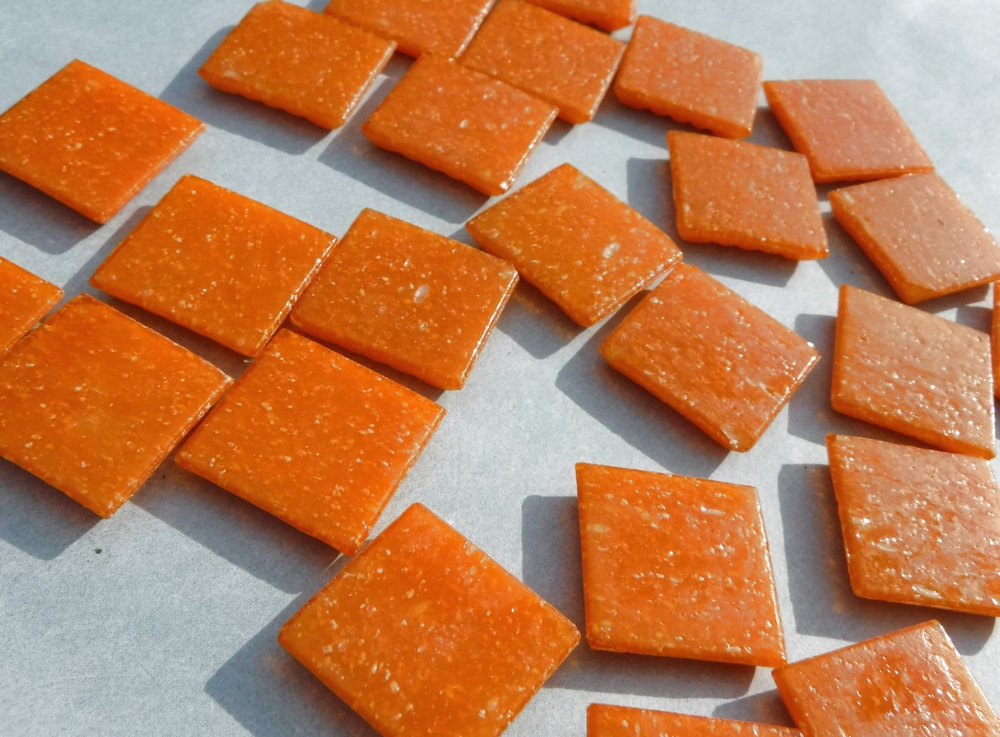 Carrot Orange Glass Mosaic Tiles Squares - 3/4" - Half Pound of Vitreous Glass Tiles for Craft Projects