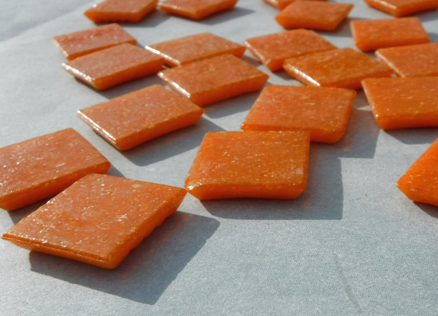 Carrot Orange Glass Mosaic Tiles Squares - 3/4" - Half Pound of Vitreous Glass Tiles for Craft Projects