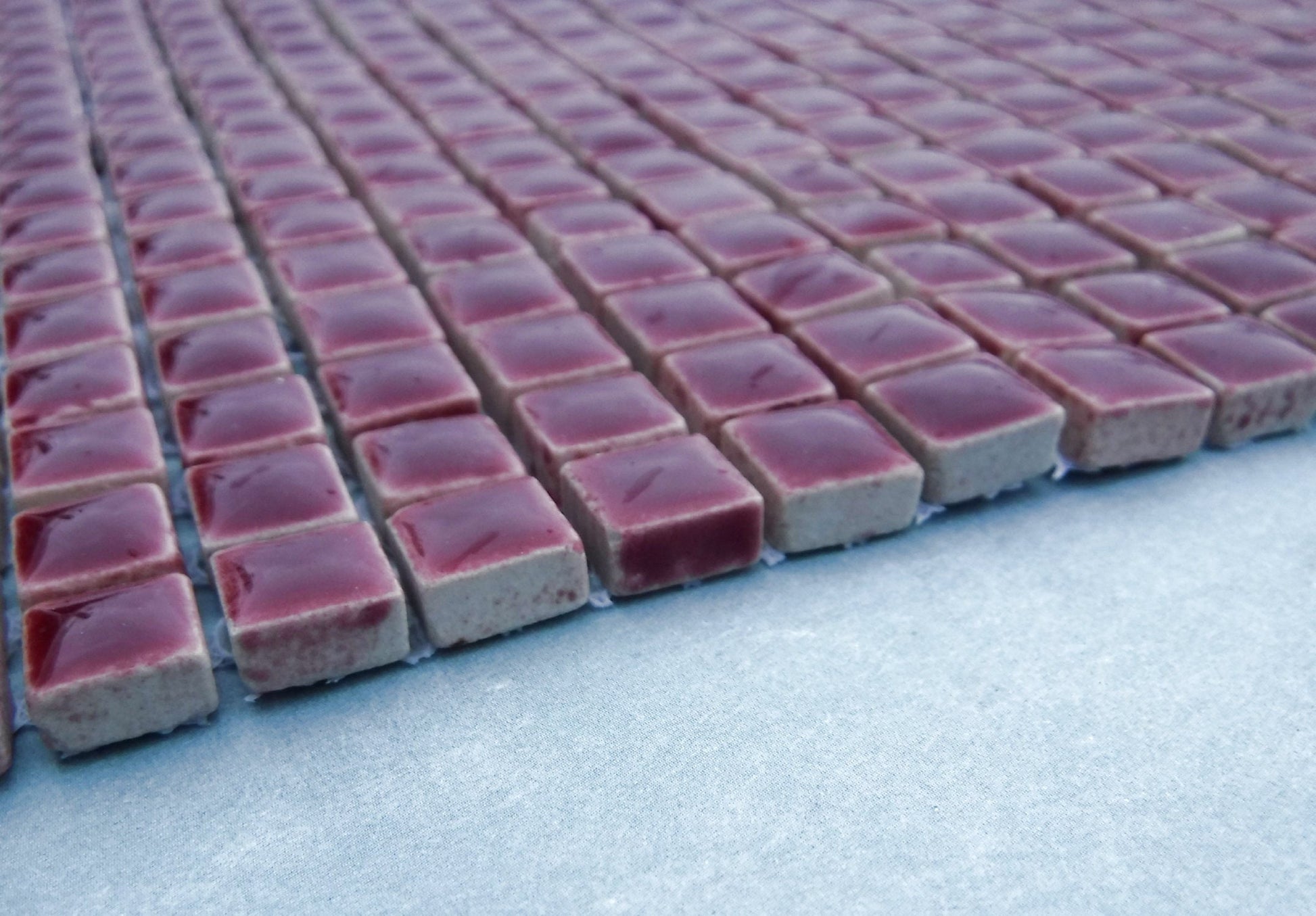 Burgundy Square Mosaic Tiles - 1 cm Ceramic - Half Pound