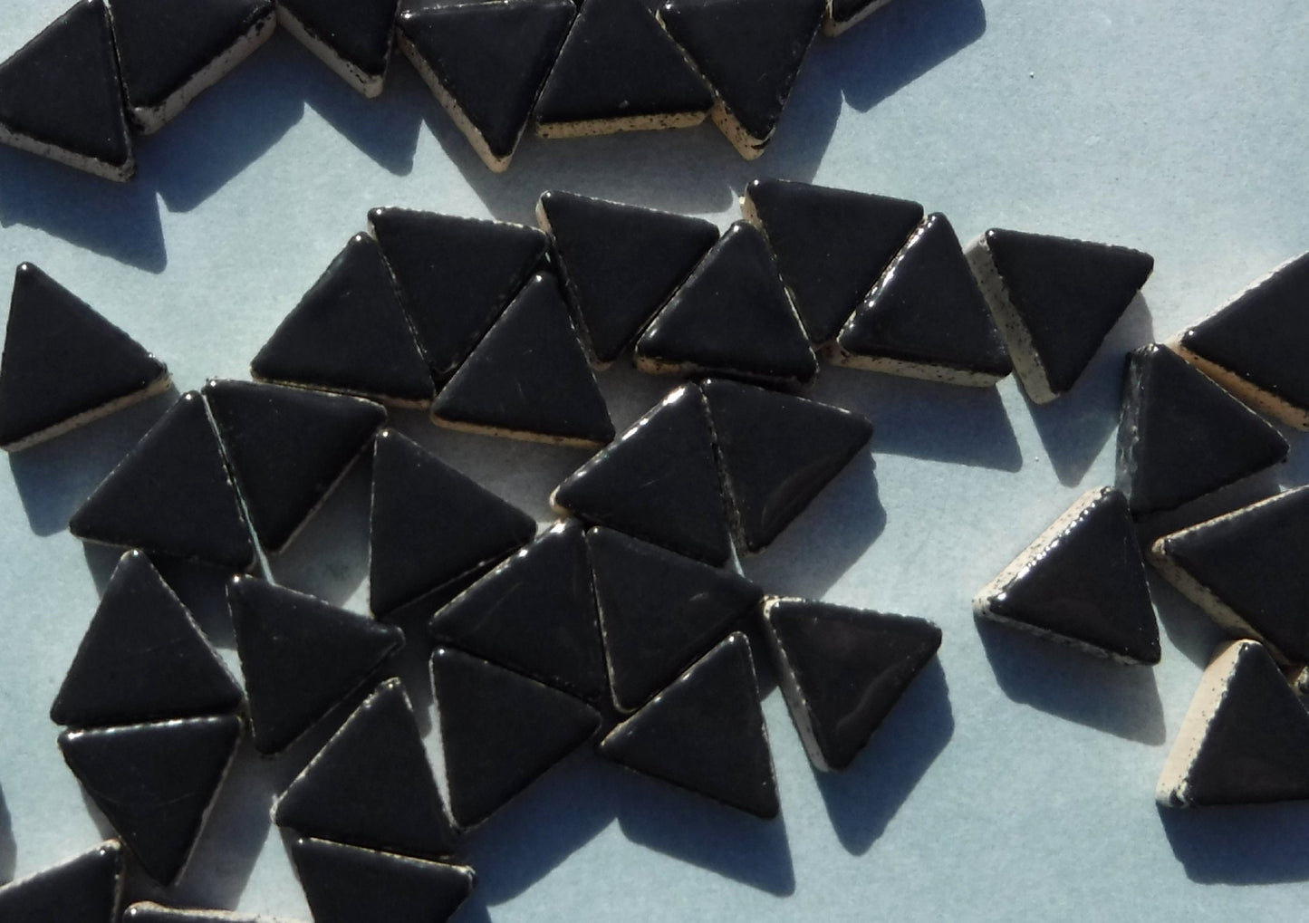 Black Mini Triangles Mosaic Tiles - 50g Ceramic - 15mm