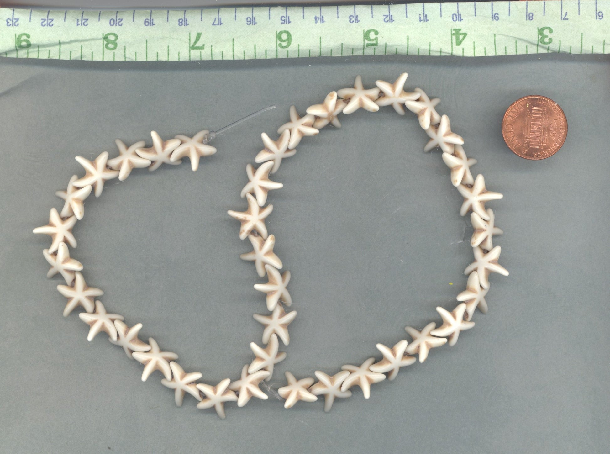 Beige Sea Stars Stone Beads - Strand of Starfish Beads - Use for Mosaics