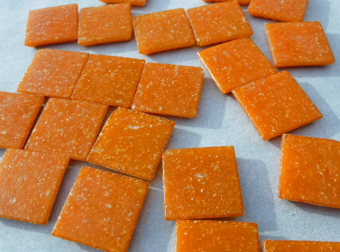 Carrot Orange Glass Mosaic Tiles Squares - 3/4" - Half Pound of Vitreous Glass Tiles for Craft Projects