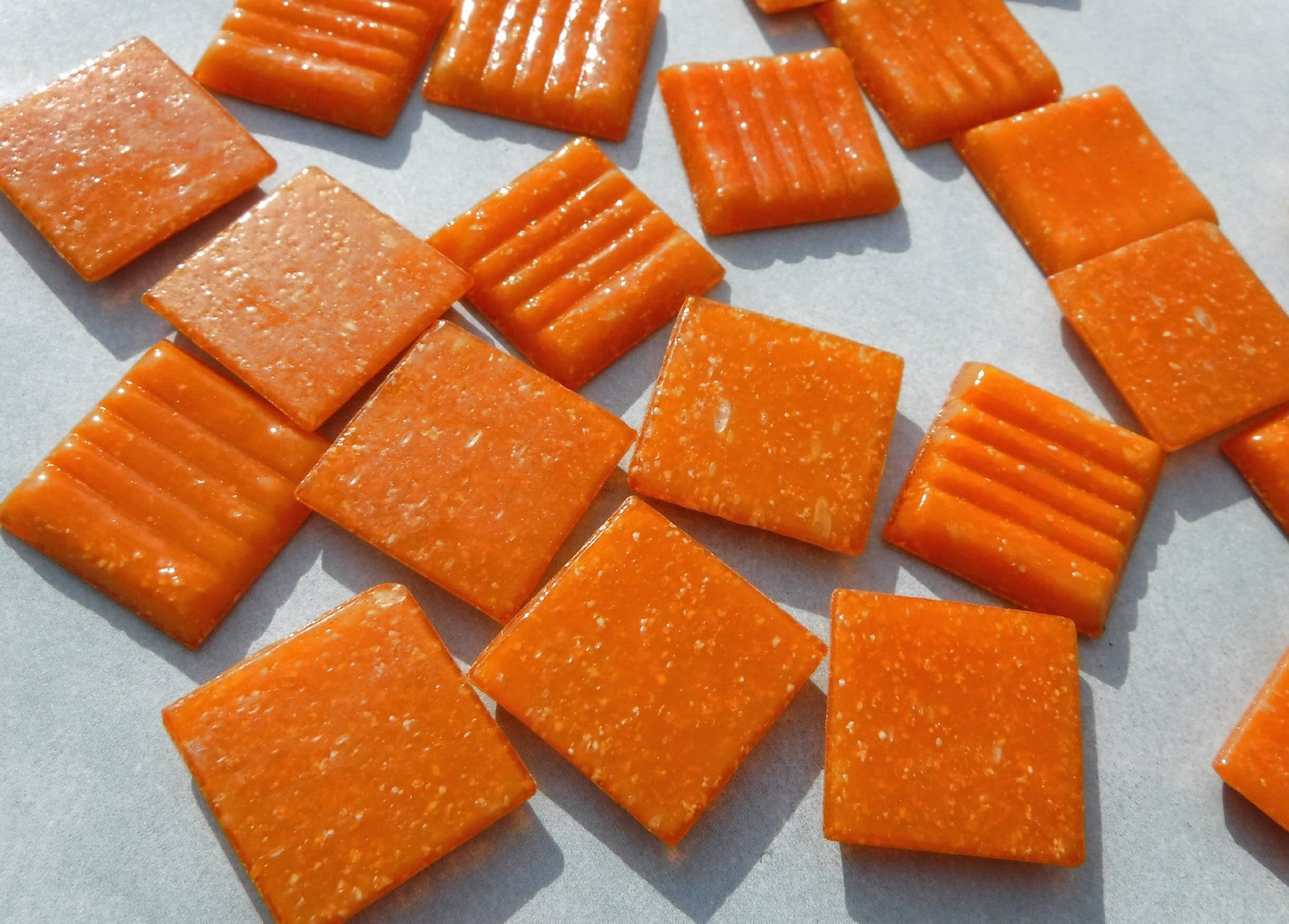 Carrot Orange Glass Mosaic Tiles Squares - 3/4" - Half Pound of Vitreous Glass Tiles for Craft Projects