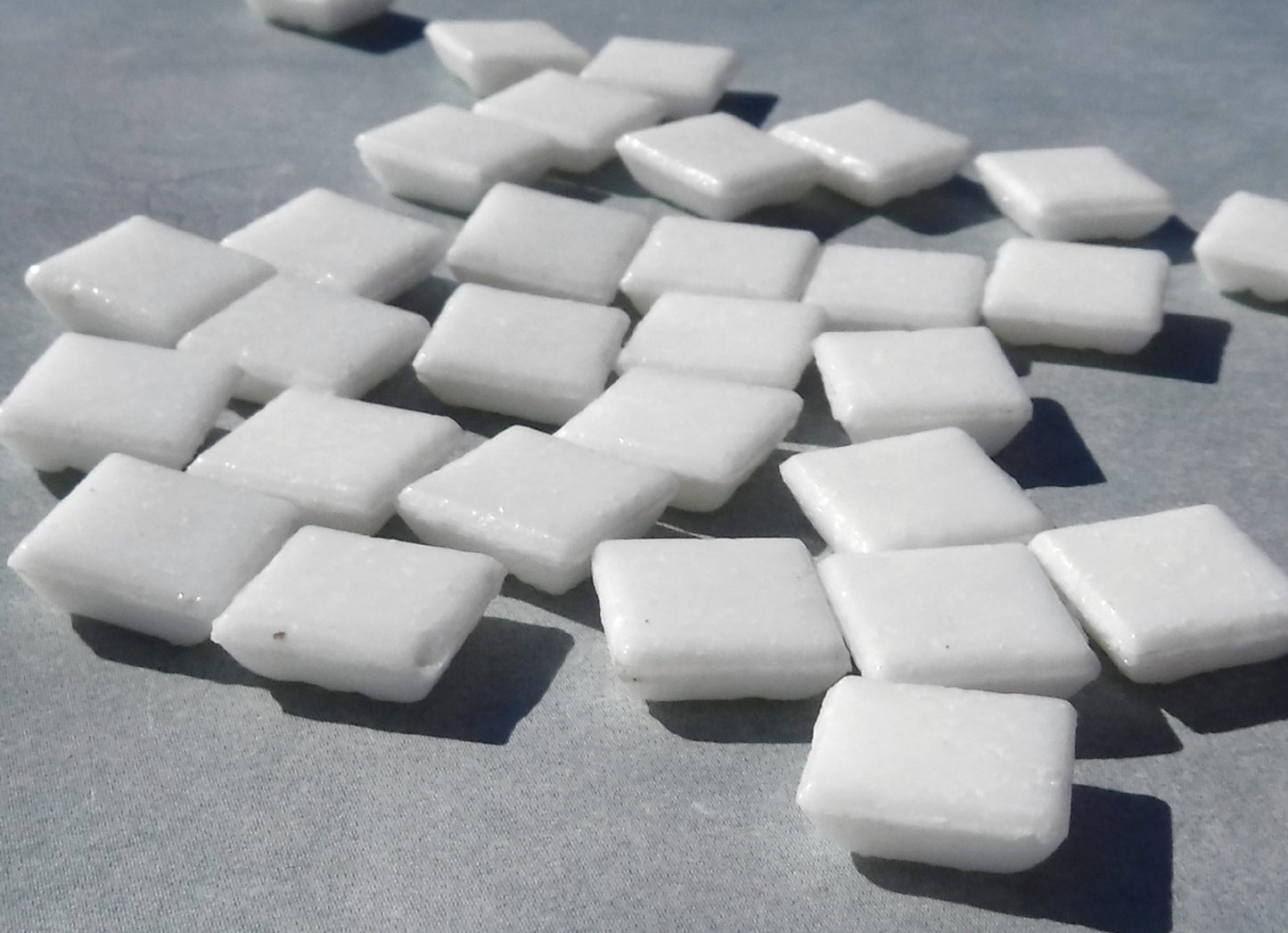 Creamy White Vitreous Glass Tiles - 1 cm - Approx 3/8 inch - 100 grams - Approx 150 Tiles