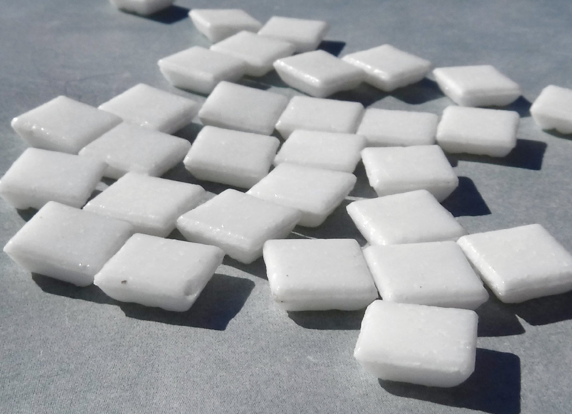 Creamy White Vitreous Glass Tiles - 1 cm - Approx 3/8 inch - 100 grams - Approx 150 Tiles