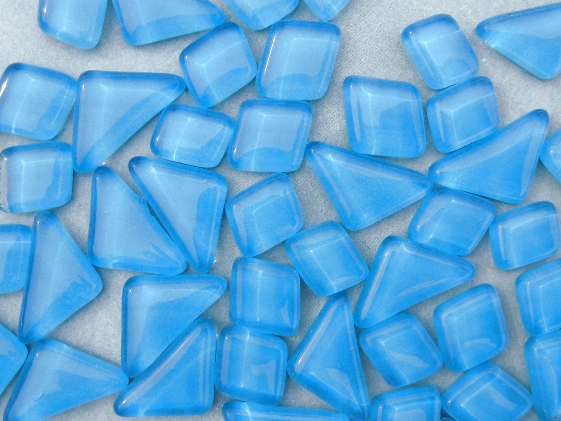 Summer Blue Glass Puzzle Tiles - Assorted Shapes - 100 grams Mosaic Tiles