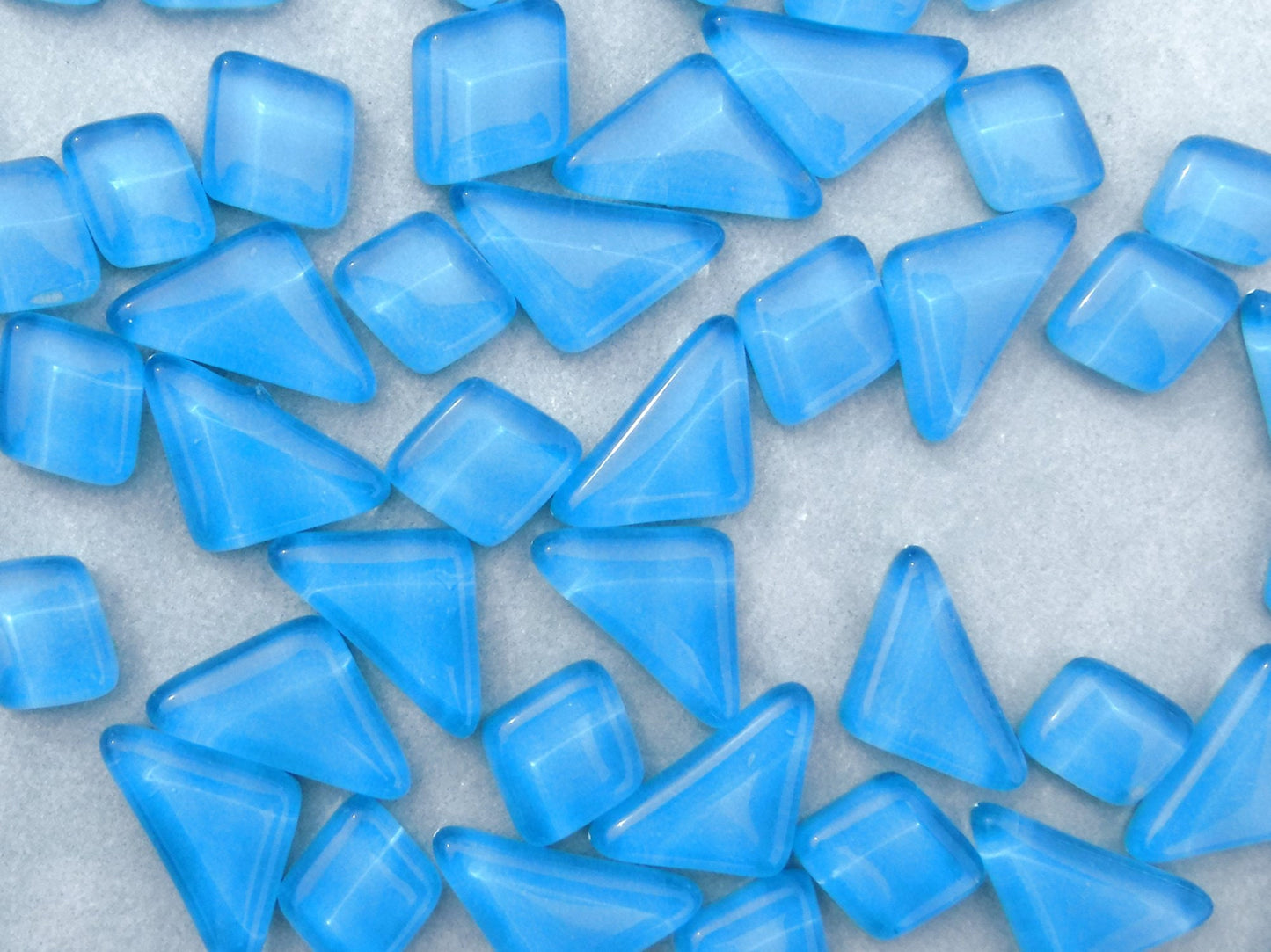 Summer Blue Glass Puzzle Tiles - Assorted Shapes - 100 grams Mosaic Tiles