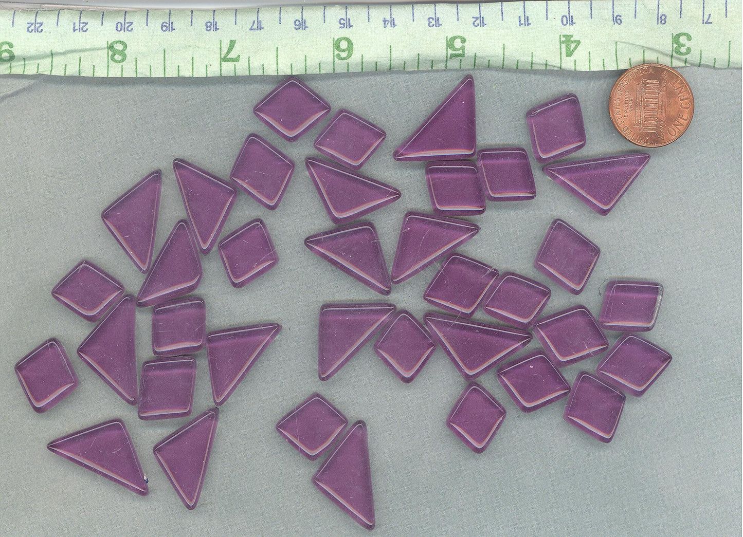 Violet Glass Puzzle Tiles - Assorted Geometric Shapes - 100 grams Purple Mosaic Tiles