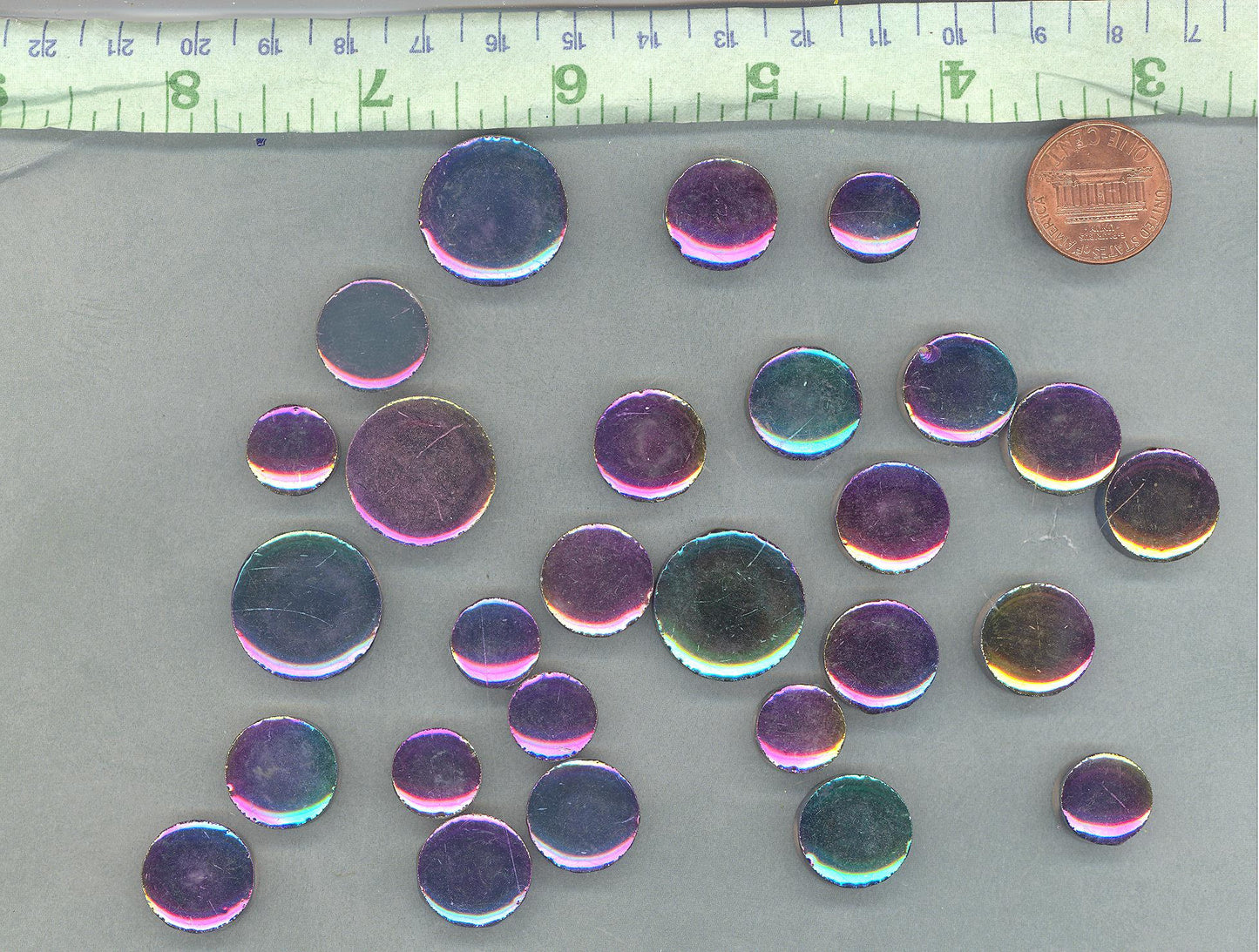 Colorful Metallic Circles Mosaic Tiles - 50g Ceramic in Mix of 3 Sizes 1/2" and 3/4" and 5/8"