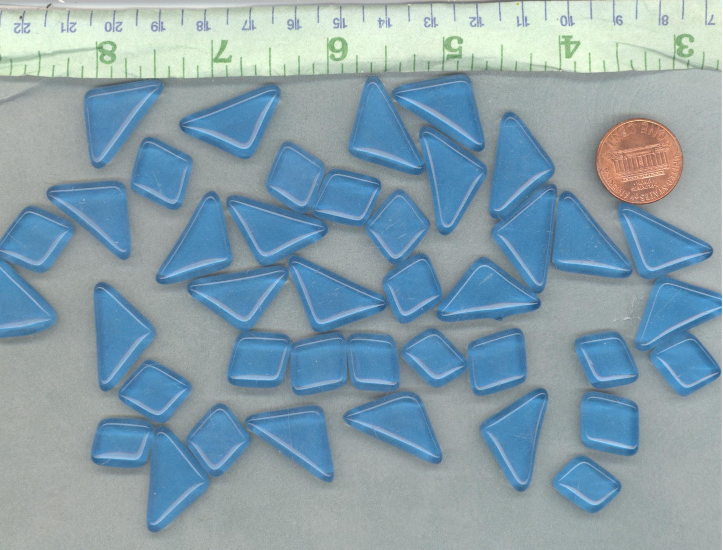 Summer Blue Glass Puzzle Tiles - Assorted Shapes - 100 grams Mosaic Tiles