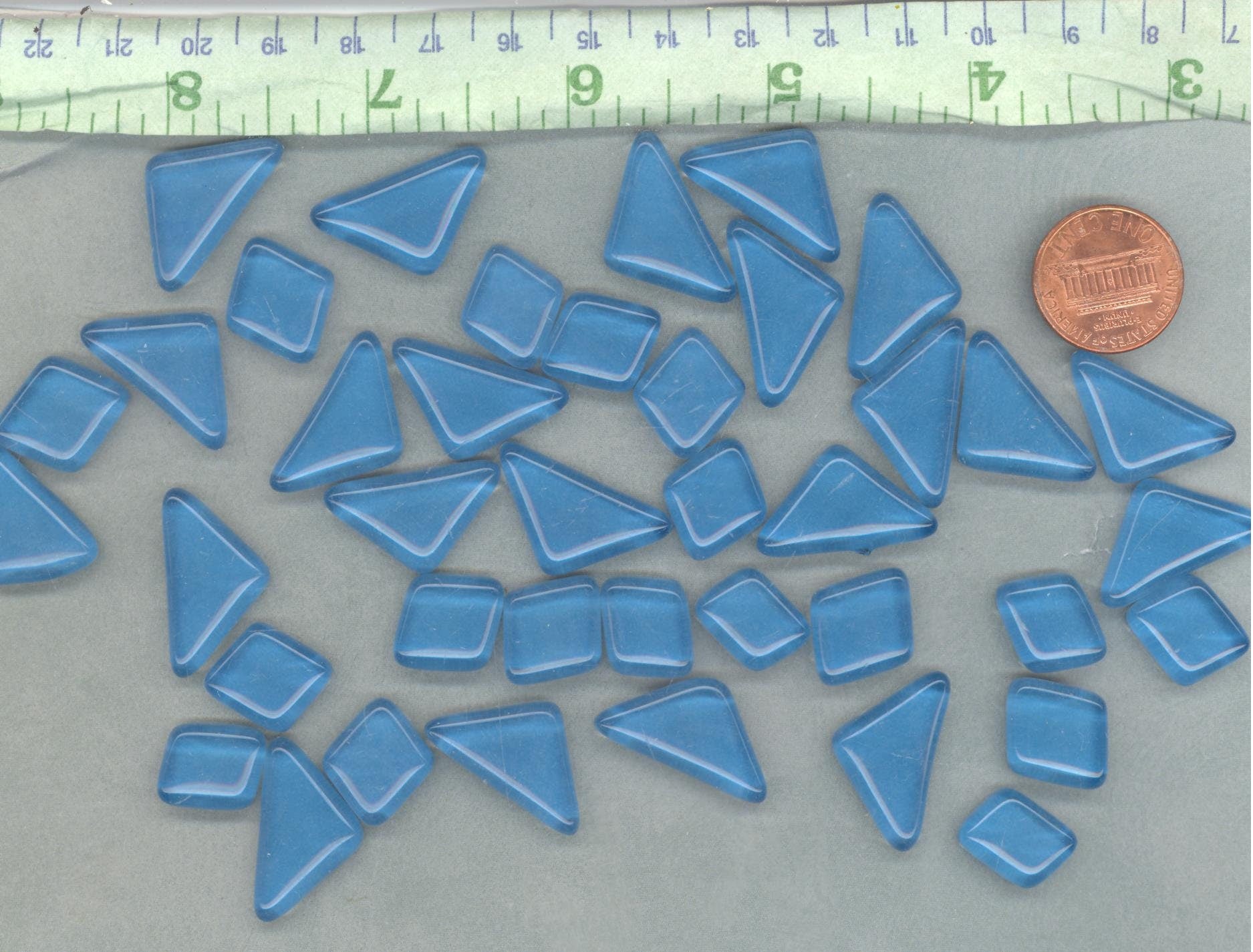 Summer Blue Glass Puzzle Tiles - Assorted Shapes - 100 grams Mosaic Tiles