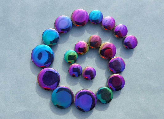 Colorful Metallic Circles Mosaic Tiles - 50g Ceramic in Mix of 3 Sizes 1/2" and 3/4" and 5/8"