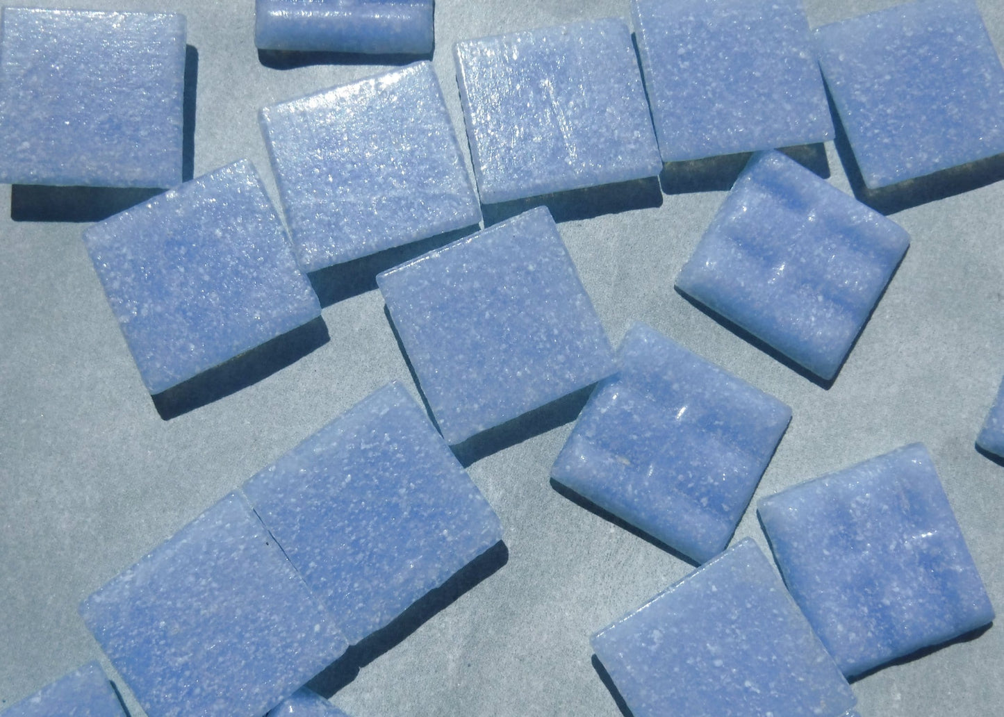 Cloudy Blue Glass Mosaic Tiles Squares - 20mm - Half Pound of Light Blue Vitreous Glass Tiles for Craft Projects - Approx 75 Tiles