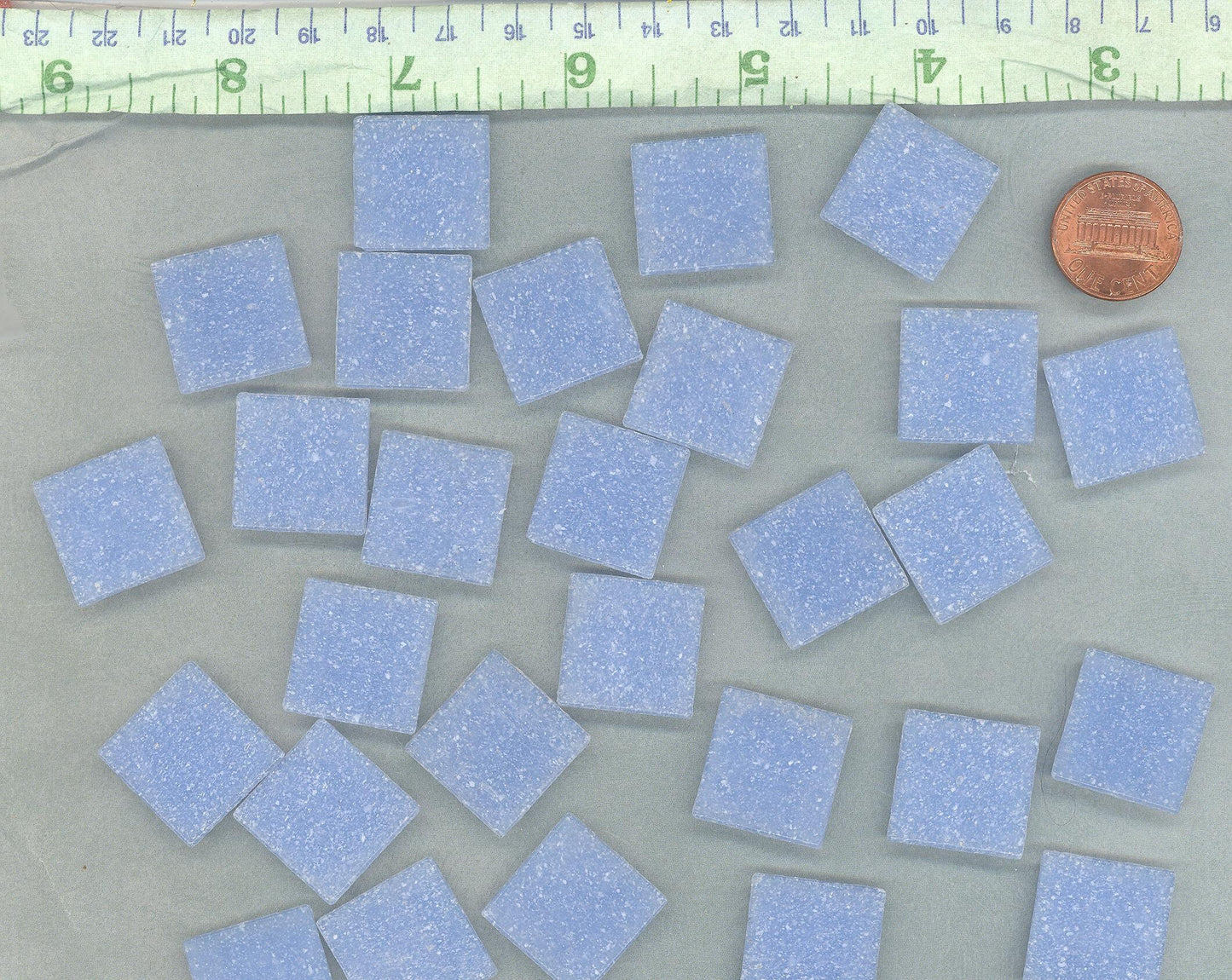 Cloudy Blue Glass Mosaic Tiles Squares - 20mm - Half Pound of Light Blue Vitreous Glass Tiles for Craft Projects - Approx 75 Tiles