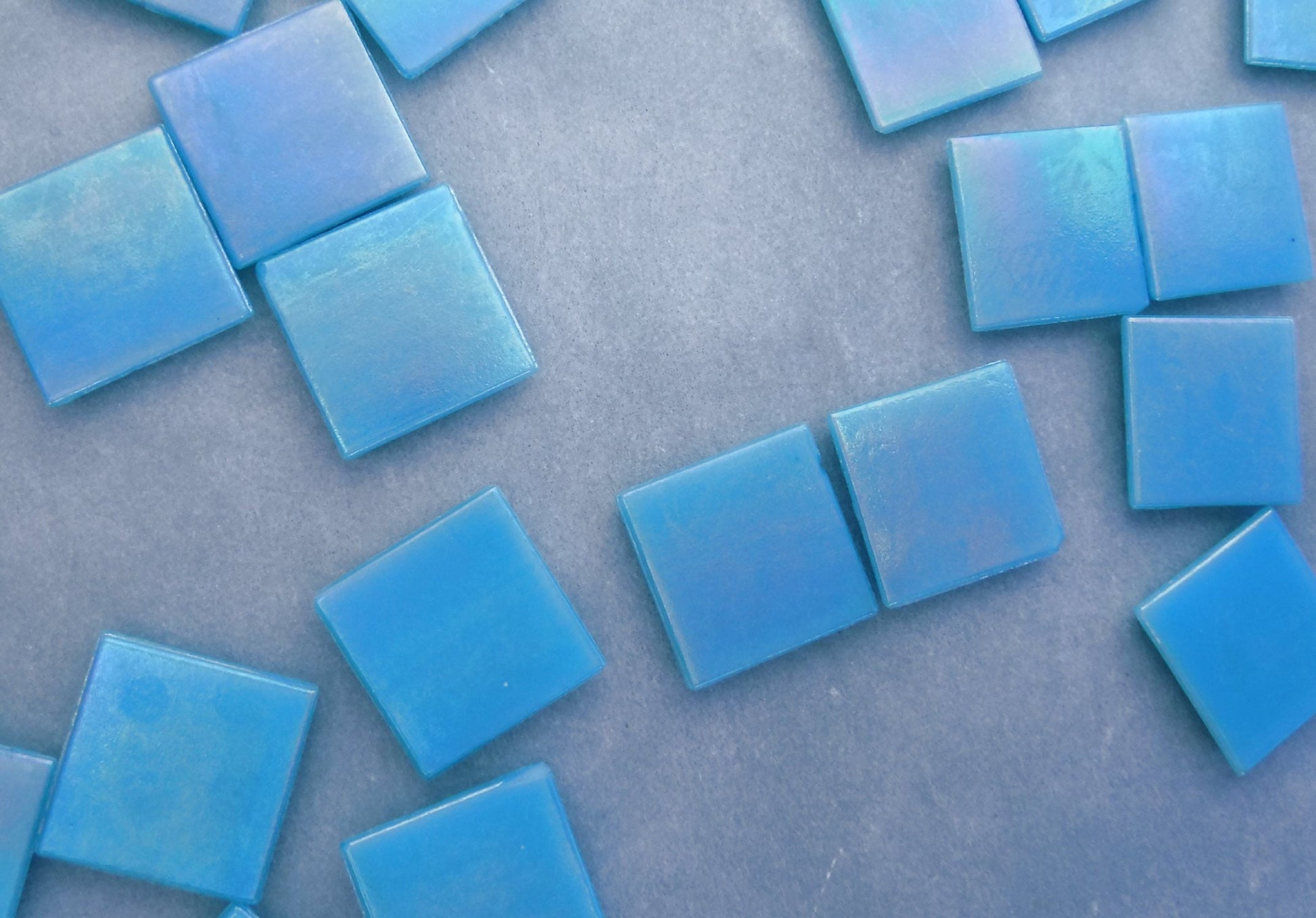 Turquoise Blue Iridescent Venetian Glass Tiles - 20mm - 100 grams