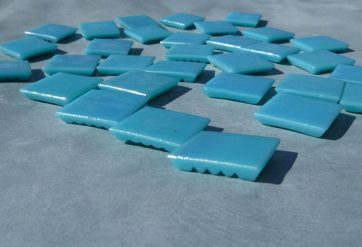 Turquoise Blue Iridescent Venetian Glass Tiles - 20mm - 100 grams