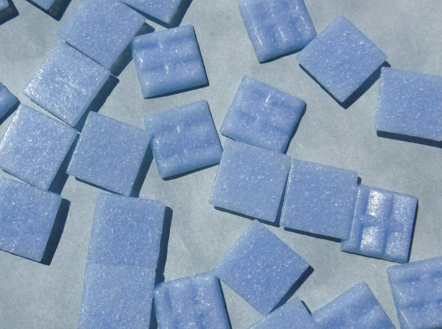 Cloudy Blue Glass Mosaic Tiles Squares - 20mm - Half Pound of Light Blue Vitreous Glass Tiles for Craft Projects - Approx 75 Tiles