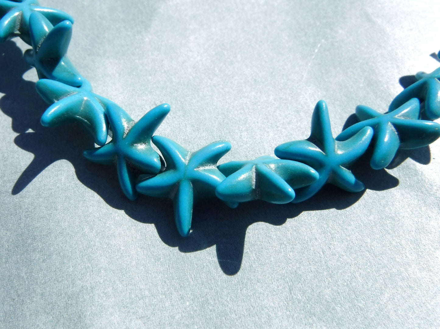 Blue Sea Stars Stone Beads - Strand of Starfish Beads - Use for Mosaics