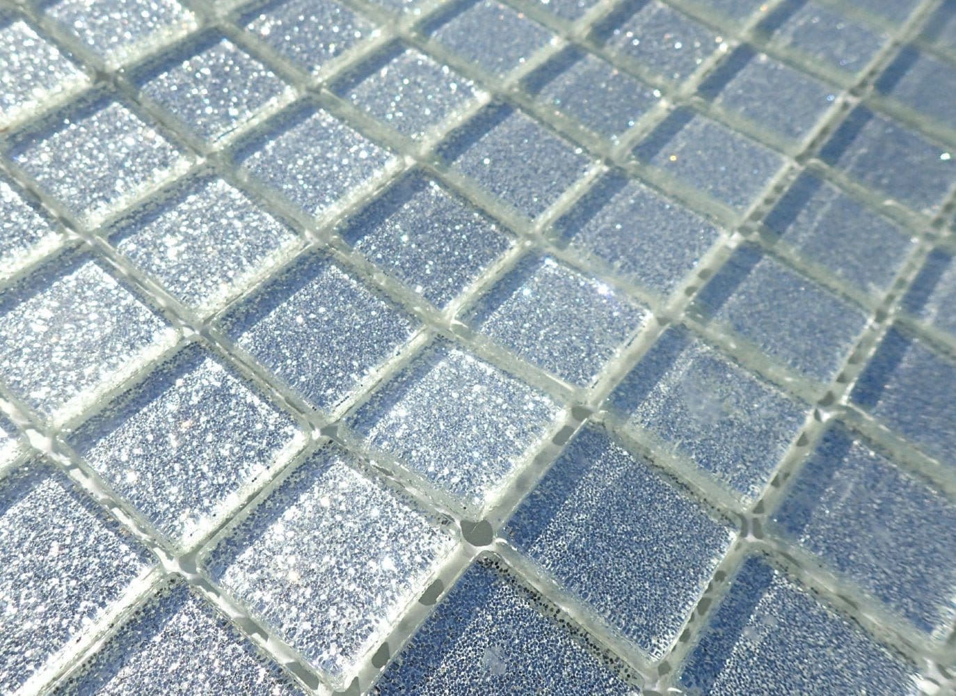 Silver Glitter Tiles - 1 inch Mosaic Tiles - 25 Metallic Glass Tiles