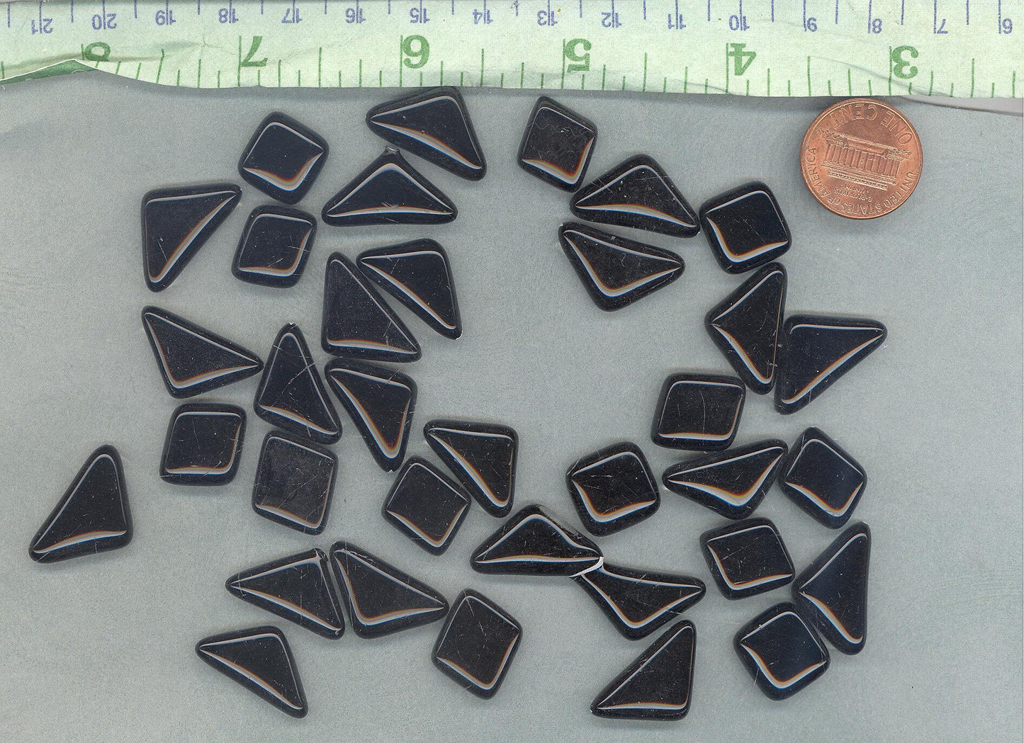 Black Glass Puzzle Tiles - Assorted Shapes - 100 grams Mosaic Tiles