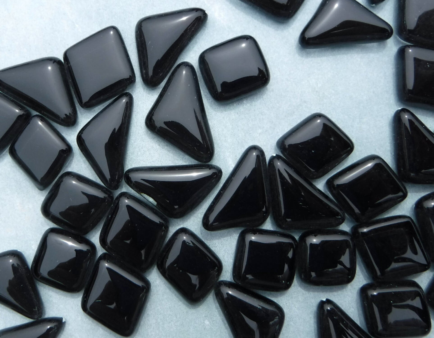 Black Glass Puzzle Tiles - Assorted Shapes - 100 grams Mosaic Tiles